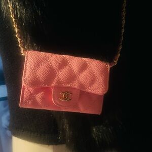 💕💝😍Chanel light Pink Quilted Mini Bag Wallet on chain